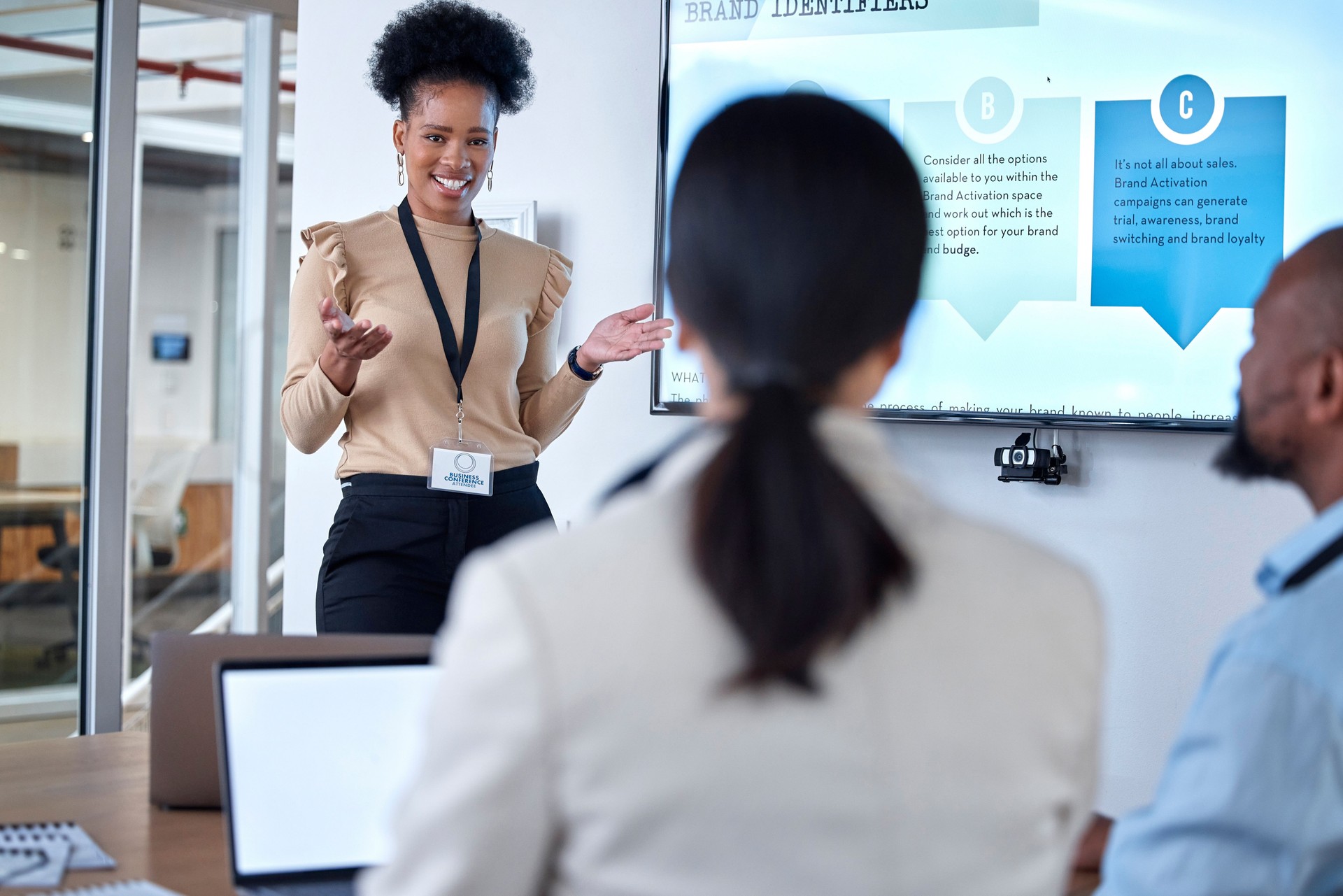 Meeting, collaboration and businesswoman talking to a team in the office conference room. Discussion, presentation and professional female manager doing a corporate training workshop in the workplace